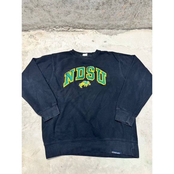 NDSU Bison Crewneck Sweatshirt Mens College Football CI Sport Black VTG L XL - Picture 1 of 9